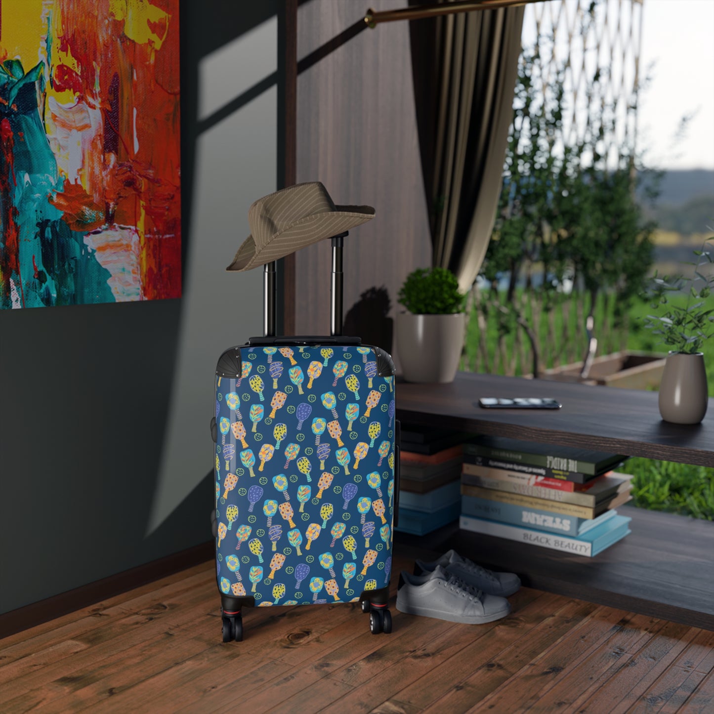 Colorful Pickleball Paddle Pattern Luggage
