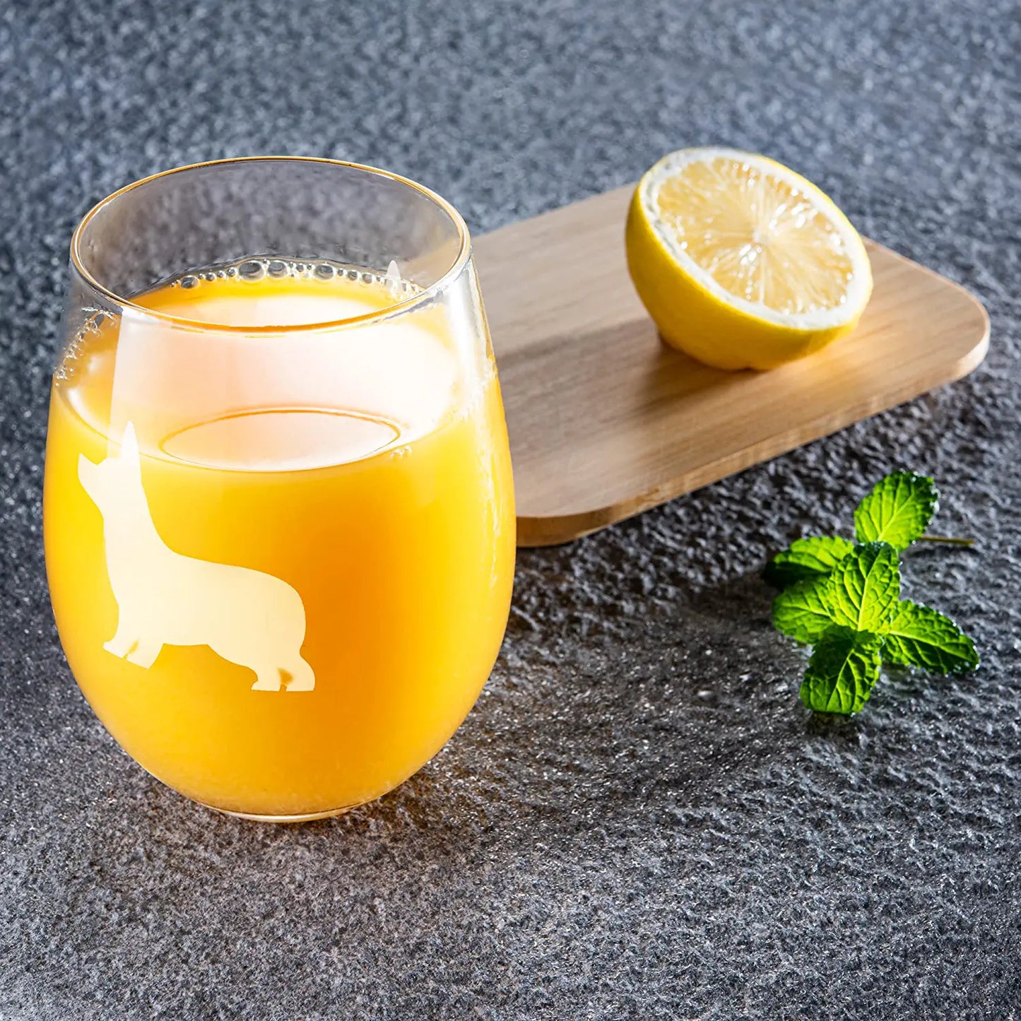 Stemless Wine Glasses Set of 2 by The Wine Savant - Puppy & Dog Lover Glass Gifts Etched Tumblers for Anniversary, Wedding, Home Bar Gifts (Corgi)-2