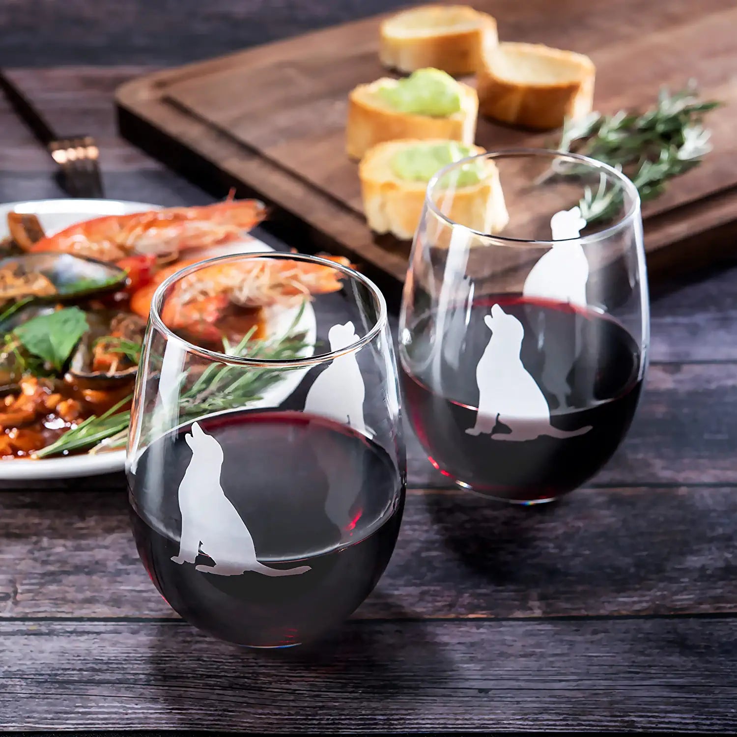 Set of 2 Labrador Dog Stemless Wine Glasses by The Wine Savant - Lab Retriever Puppy & Doggy Lover Him & Her - Dogs Silhouette - Glass Gifts Etched Tumblers for Anniversary, Wedding, Home Bar Gifts-1