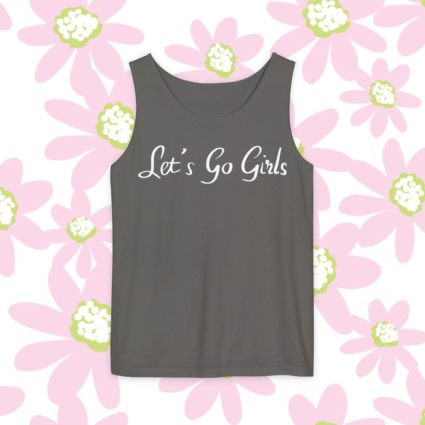 Let's Go Girls Tank Top — Feminine Pink Script Athletic Tank