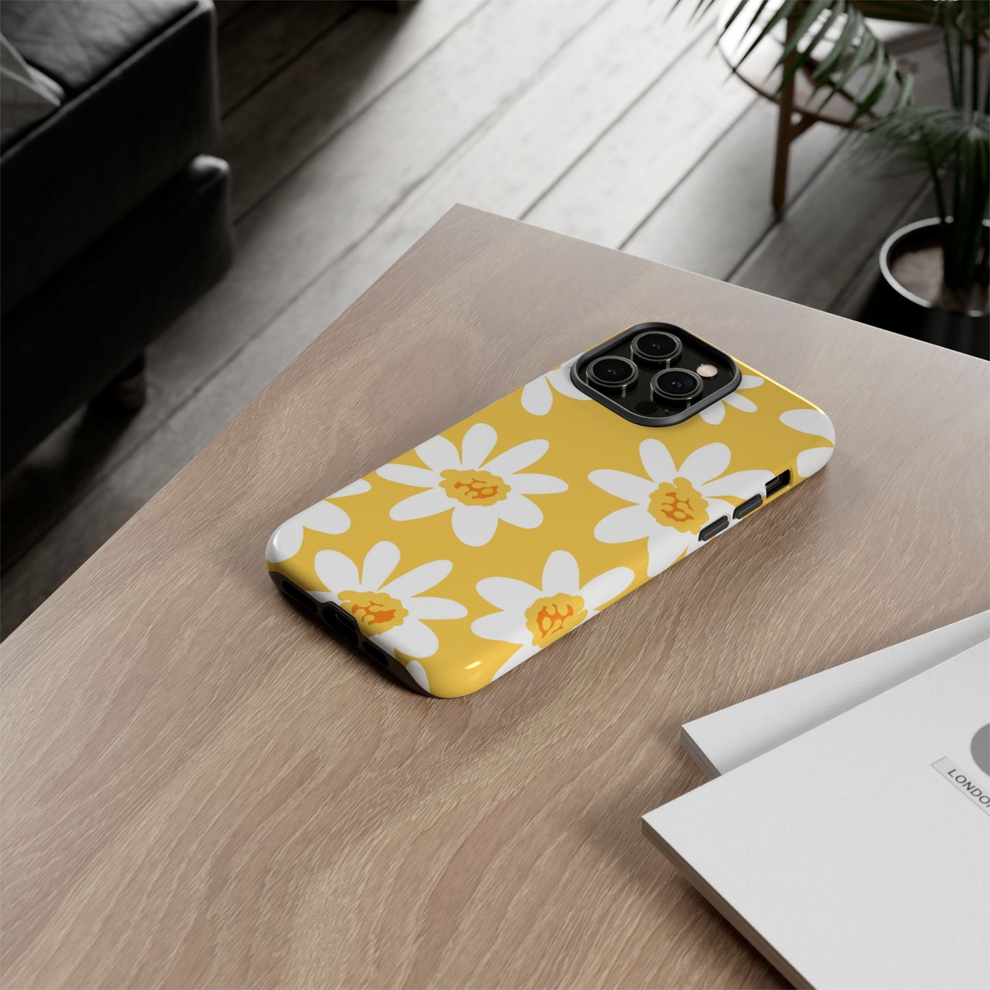 Yellow Daisy Phone Case, Floral Phone Cover, Tough Case, Summer Vibe Accessory, Gift for Nature Lovers, Bright Floral Design