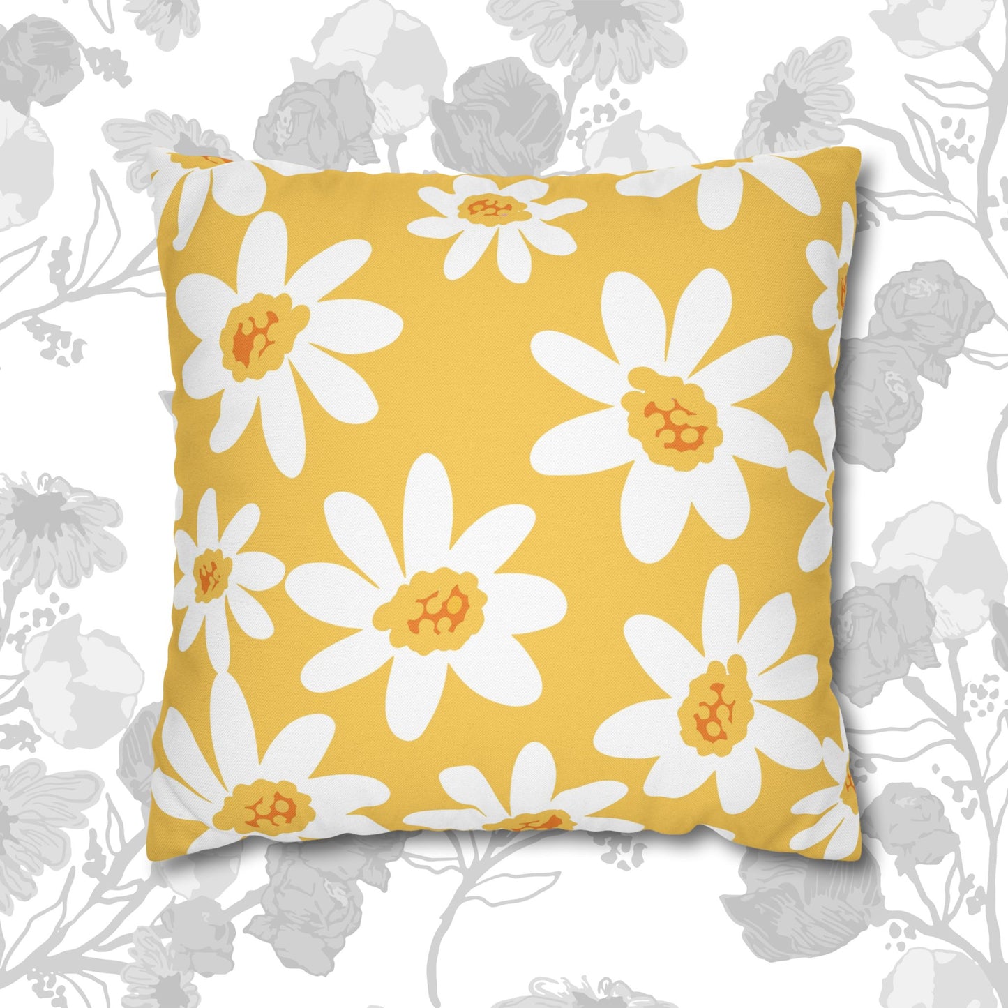 Bright Floral Pillowcase for Home Decor, Yellow Daisy Cushion Cover, Modern Living Room Accent, Gift for Flower Lovers, Spring Decor