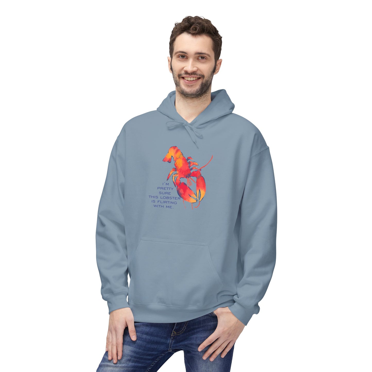 IS THIS LOBSTER FLIRTING WITH ME? Lobster Love Hoodie - Fun Unisex Lightweight Hooded Sweatshirt for Seafood Lovers, Casual Wear, Summer Vibes, Beach Outings, Gift Idea