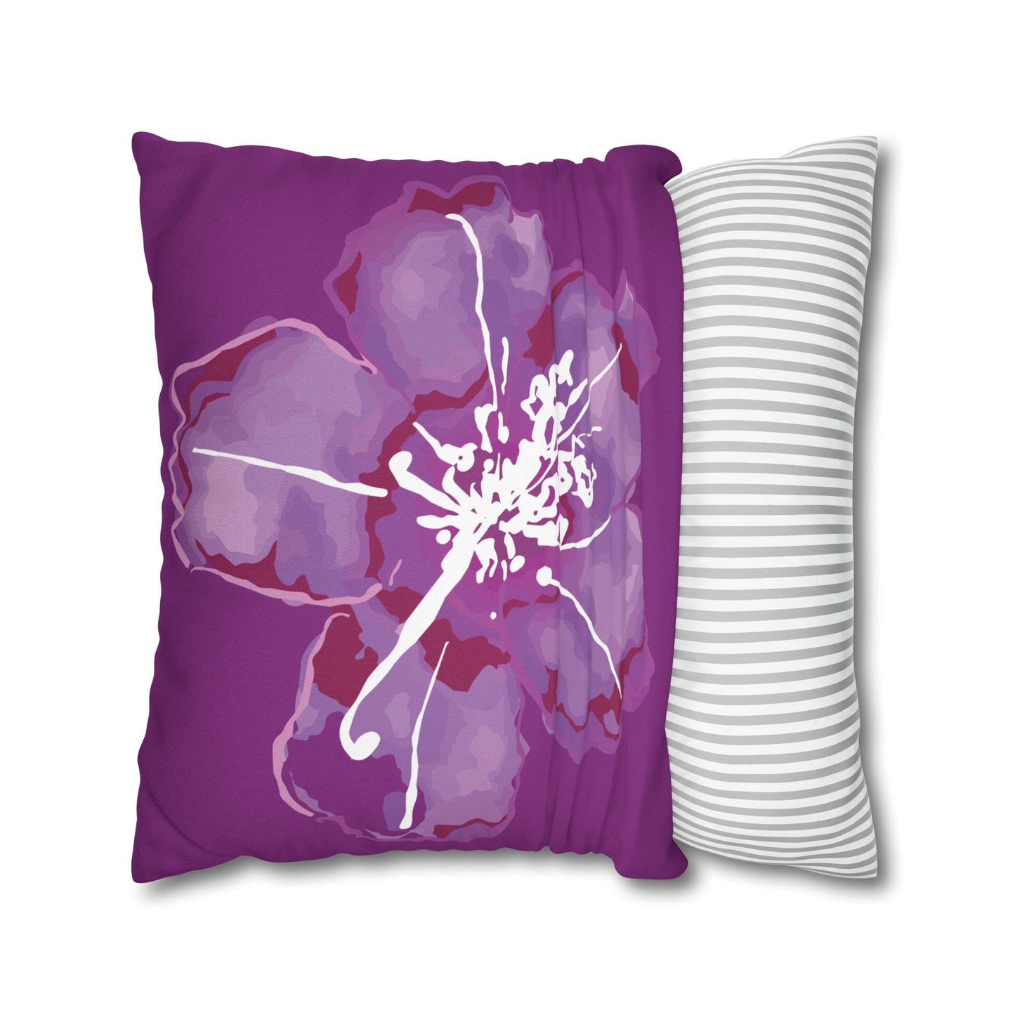 Azalea Bloom Purple Floral Pillowcase, Floral Home Decor, Modern Accent Pillow, Gift for Her, Boho Style Cushion Cover