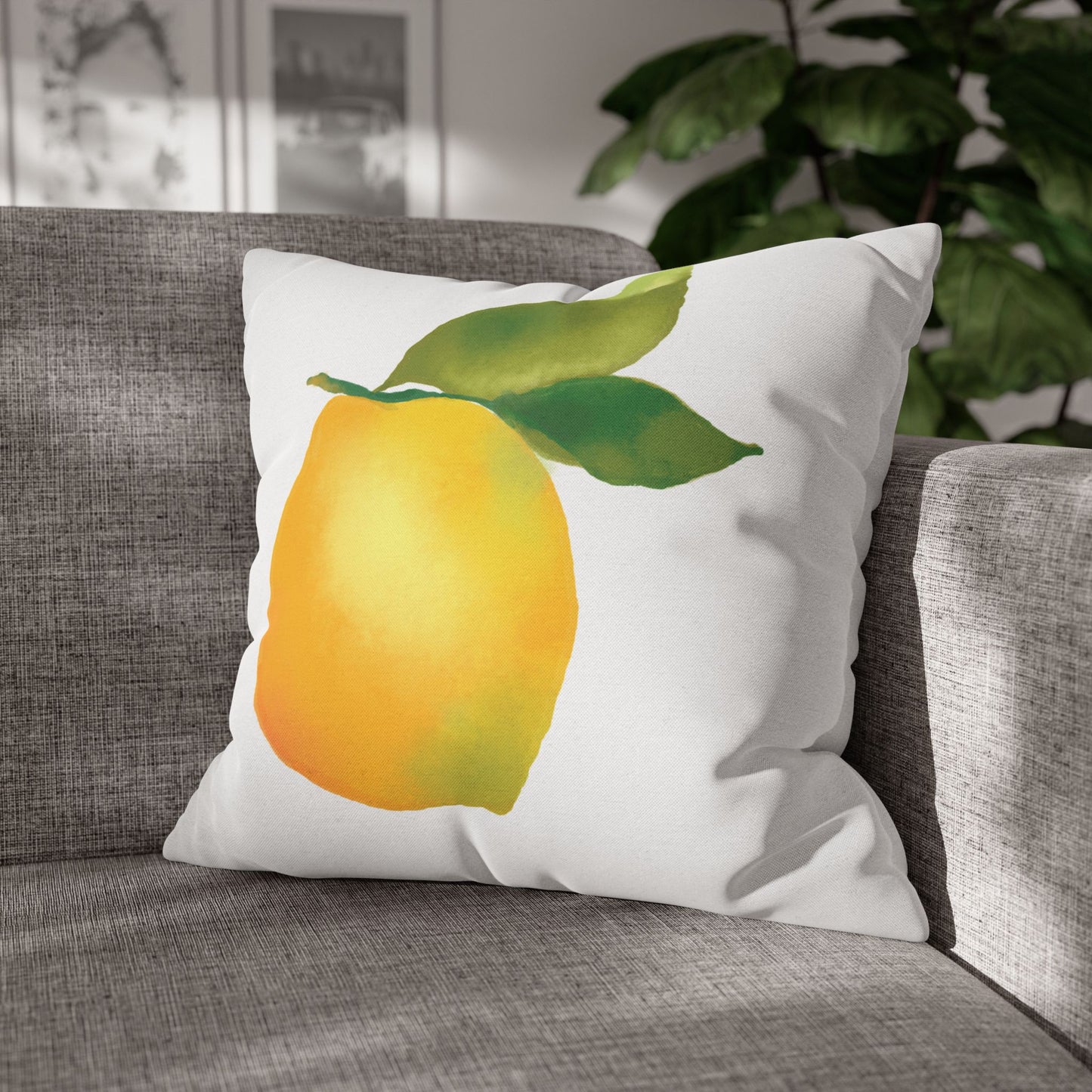Lemon Print Pillowcase, Citrus Decor, Summer Home, Throw Pillow Cover, Gift for Fruit Lovers, Cozy Living Room Accent