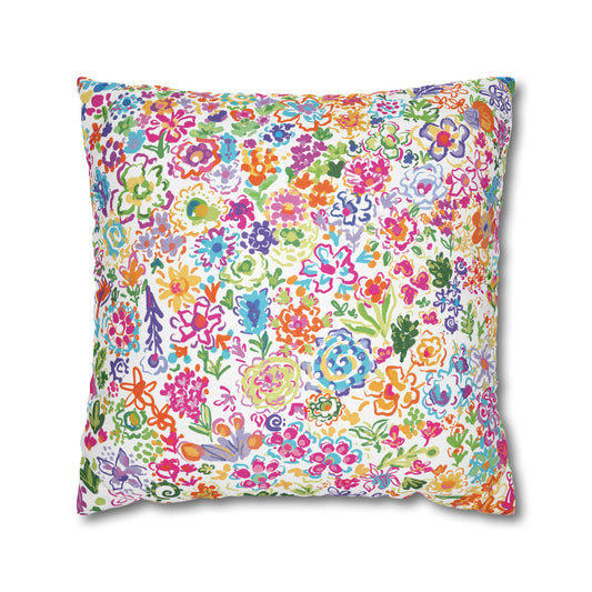 Colorful Wildflower Floral Pillowcase, Decorative Cushion Cover, Cozy Living Room Decor, Boho Home Accessory, Vintage, Gift for Flower Lovers, Cushion Case
