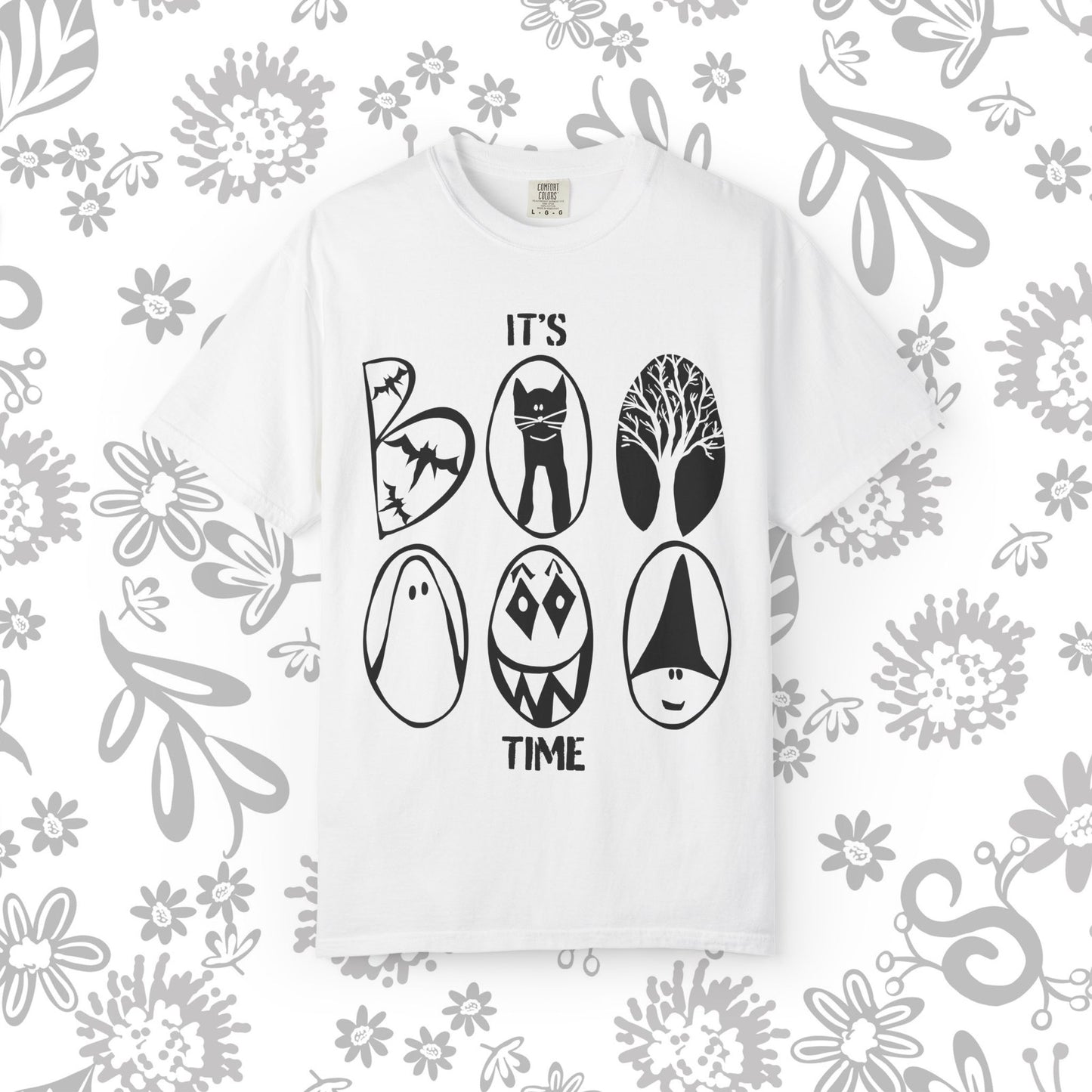 "IT'S BOO TIME" Halloween Themed T-shirt, Spooky Graphic Tee, Unisex T-shirt for Fall, Vintage Style Halloween Shirt, Perfect for Halloween Party