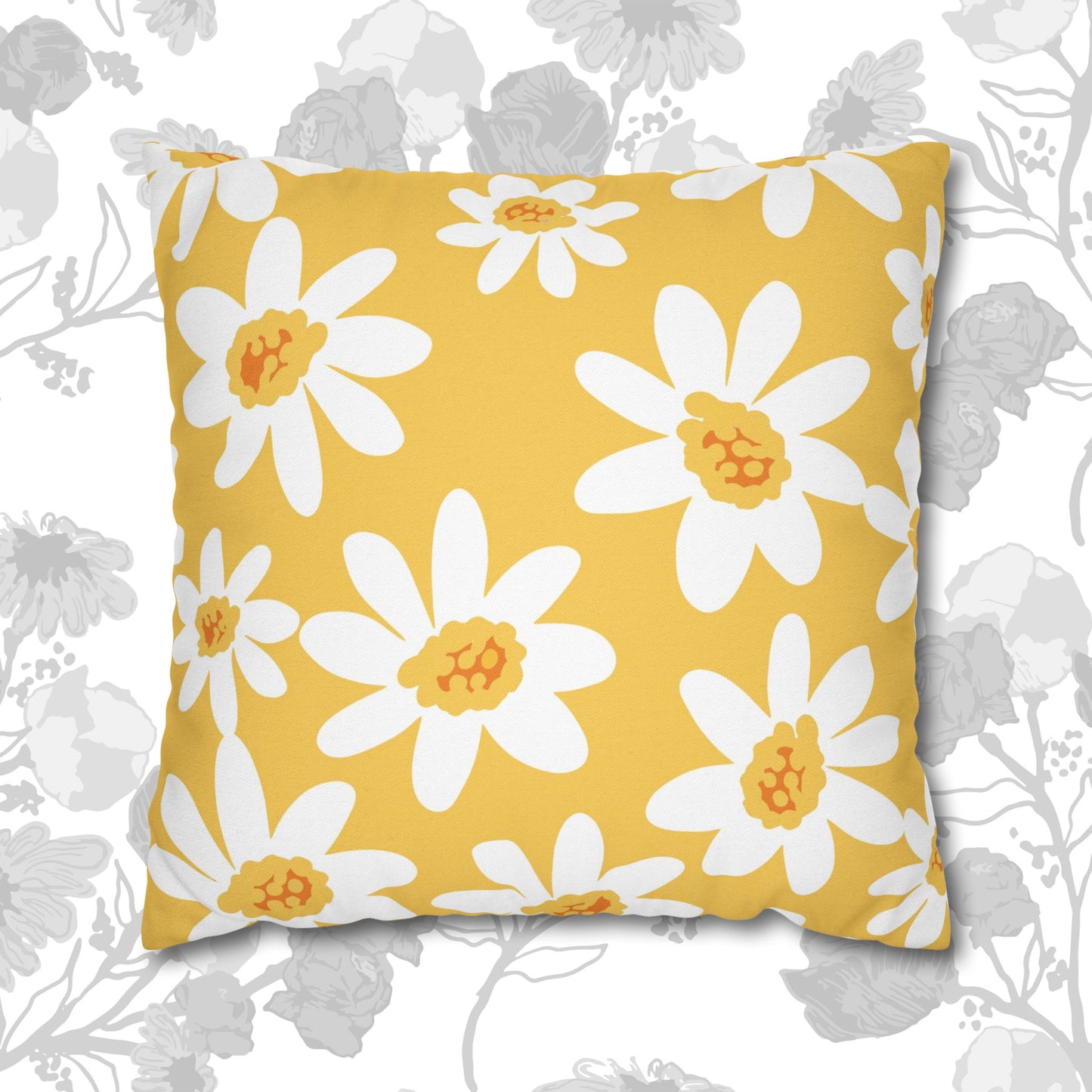Bright Floral Pillowcase for Home Decor, Yellow Daisy Cushion Cover, Modern Living Room Accent, Gift for Flower Lovers, Spring Decor
