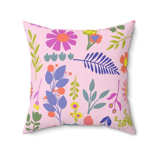 Floral Square Pillow, Cozy Decorative Cushion , Boho Home Decor, Gift for Her, Plant Lover's Room Accent