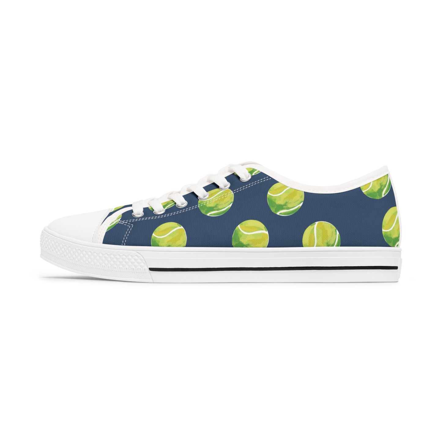 Tennis Ball Low Top Sneakers — Women's Casual Sports Print Shoes