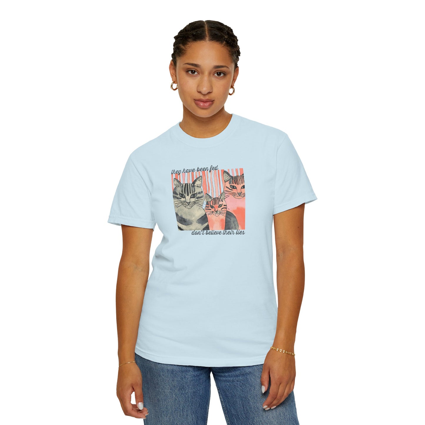 Cat Friends Graphic T-Shirt — "Don't Believe Their Eyes" Vintage Kittens Tee