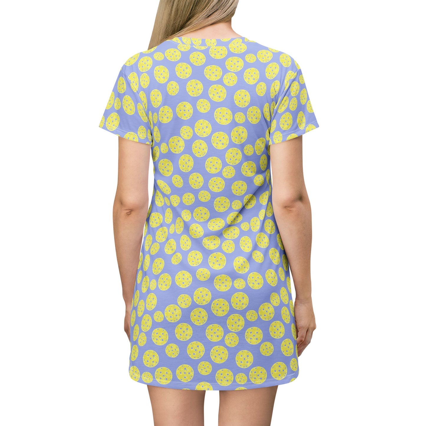 Pickleball Dot T-Shirt Dress — All-Over Print Summer Shift Dress
