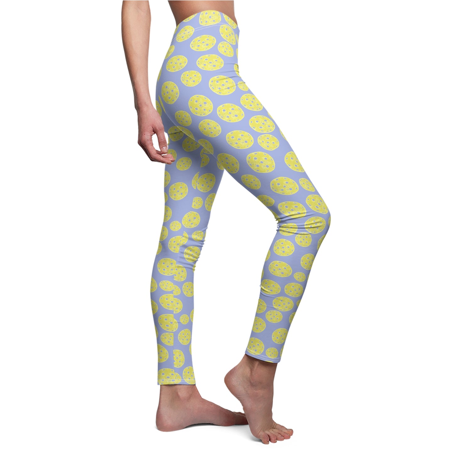 Yellow Pickleball Polka Dot Leggings — Women's Casual AOP Leggings
