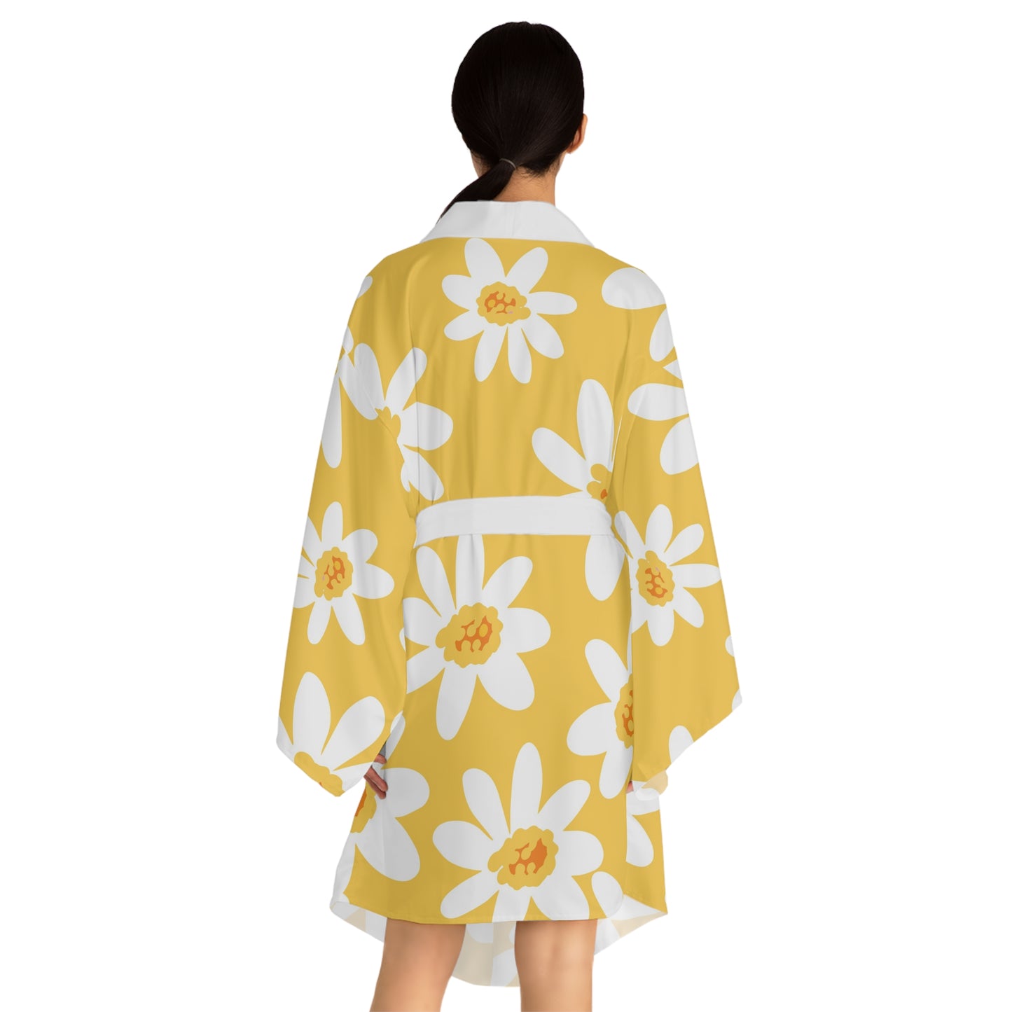 Kimono Robe - Retro Daisy Print by Ally Hunt