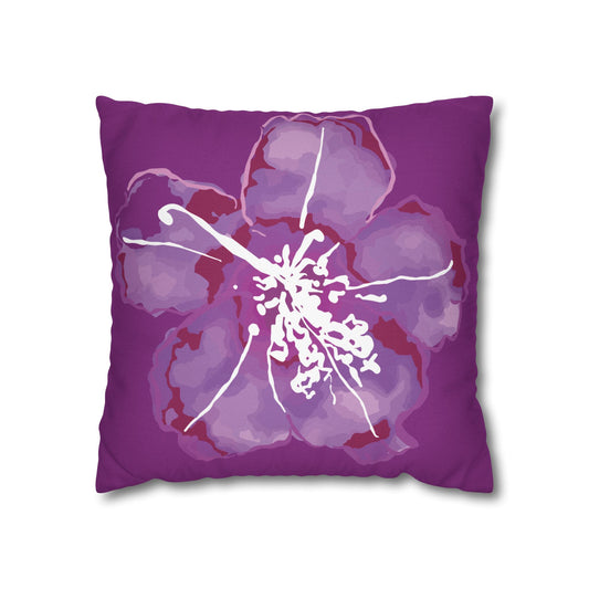 Azalea Bloom Purple Floral Pillowcase, Floral Home Decor, Modern Accent Pillow, Gift for Her, Boho Style Cushion Cover