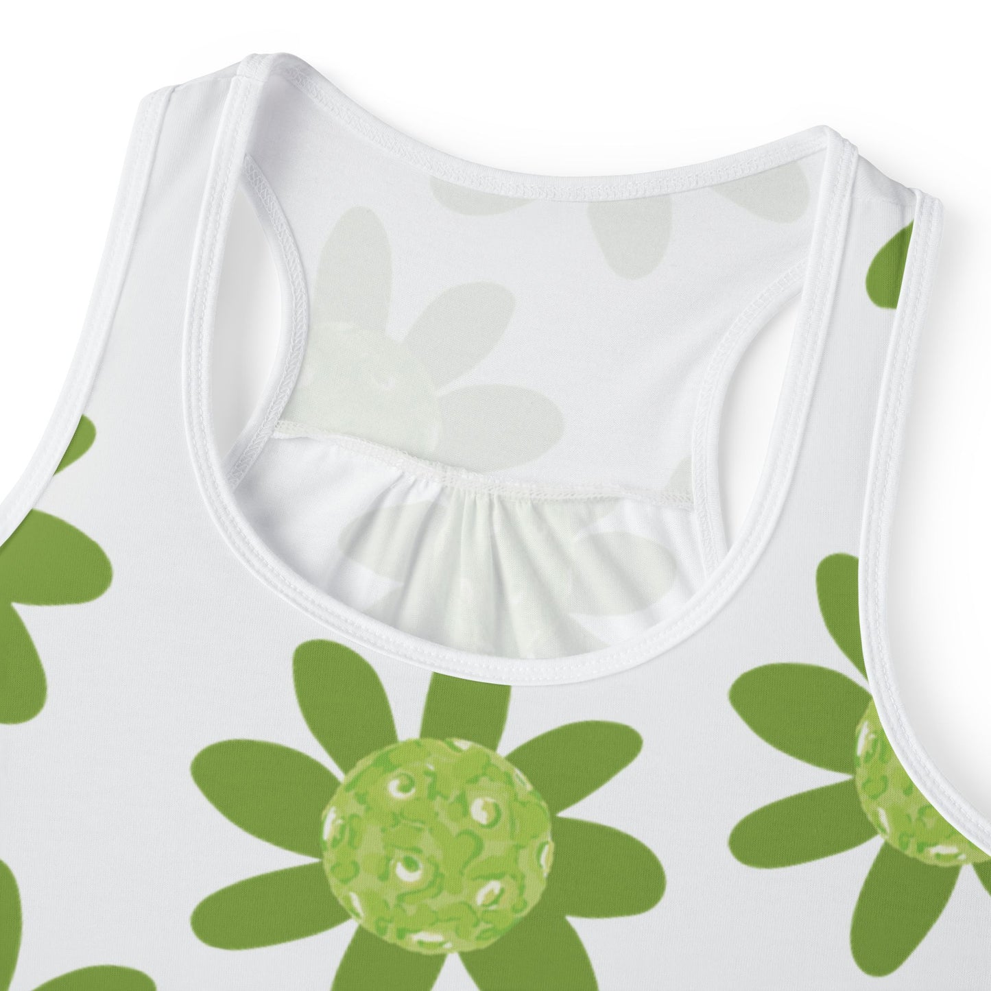 Racerback Tank Top: Green Daisy Pickleball Design, Sports Lover's Gift for Her