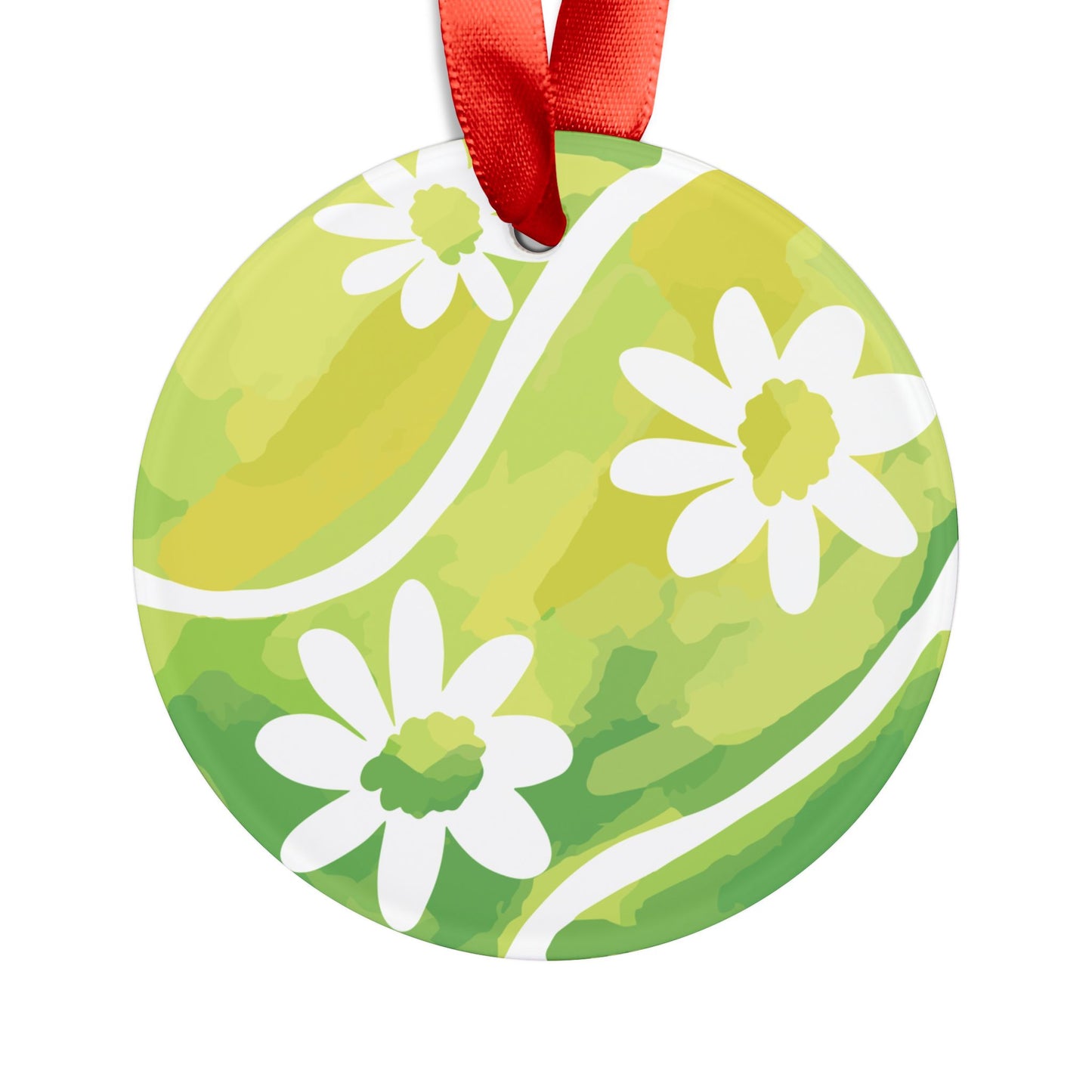 Tennis Daisy Floral  Acrylic Christmas Ornament, Spring Decor, Holiday Gift, Year-Round Decoration, Personalized Memories