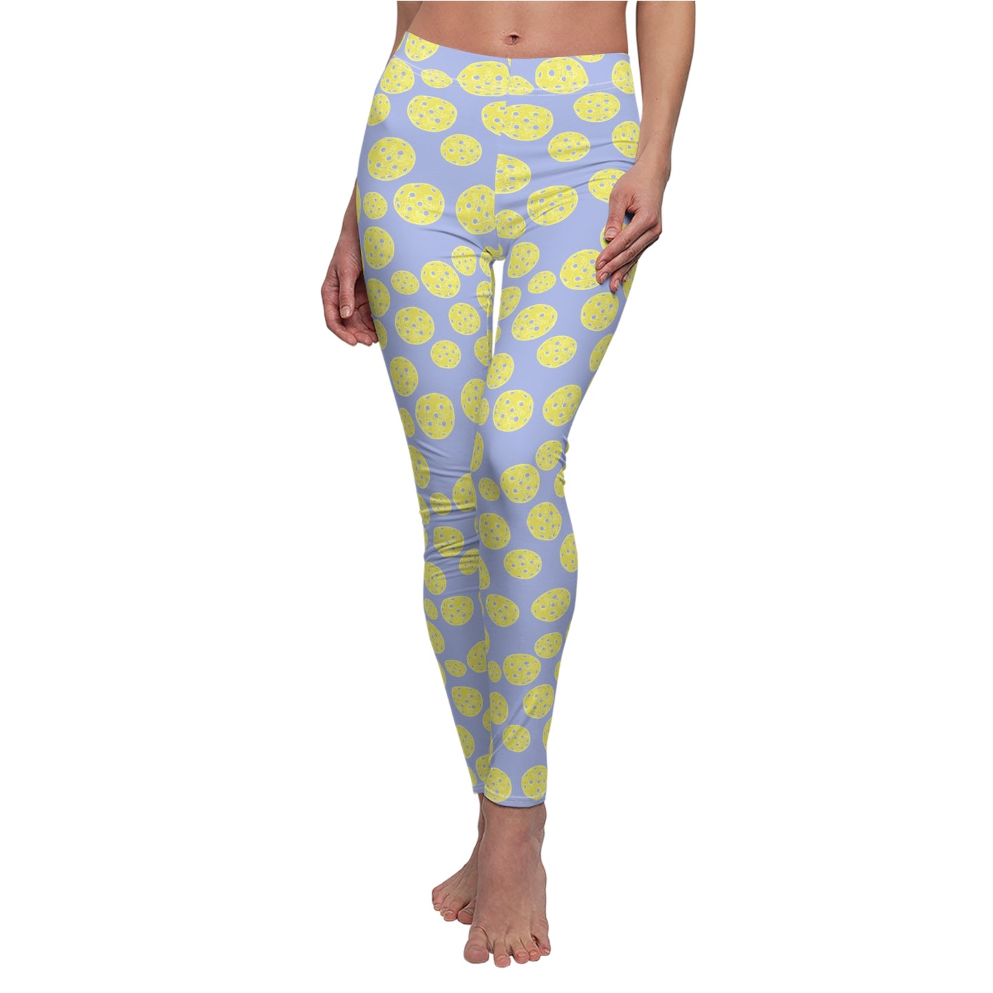 Yellow Pickleball Polka Dot Leggings — Women's Casual AOP Leggings