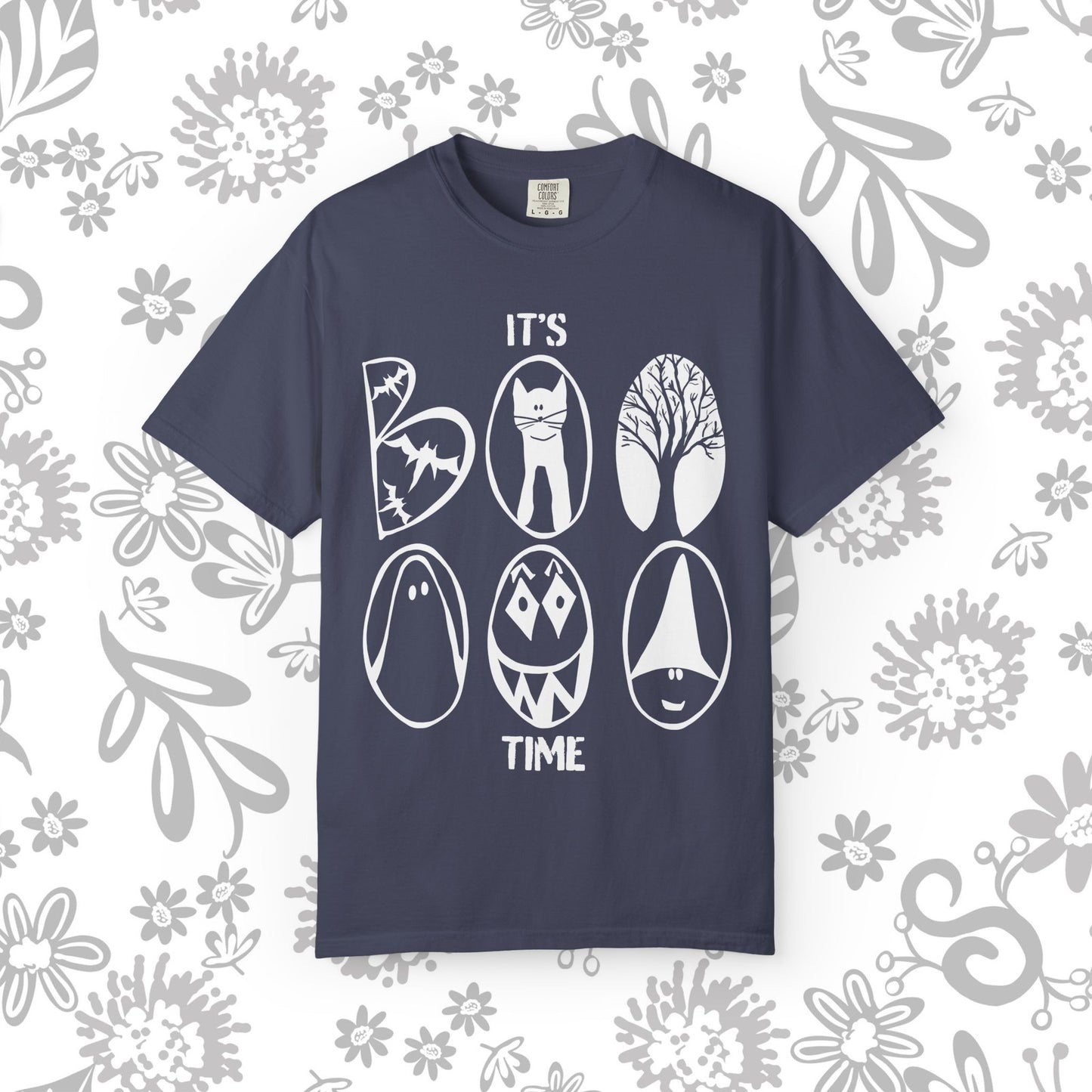 "IT'S BOO TIME" Halloween Themed T-shirt, Spooky Graphic Tee, Unisex T-shirt for Fall, Vintage Style Halloween Shirt, Perfect for Halloween Party