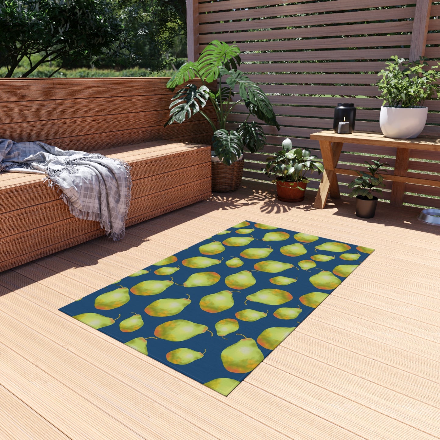 Vibrant Outdoor Rug with Pear Design, Stylish Patio Decor, Garden Area Mat, Summer Picnic Essential, Outdoor Living Accessory