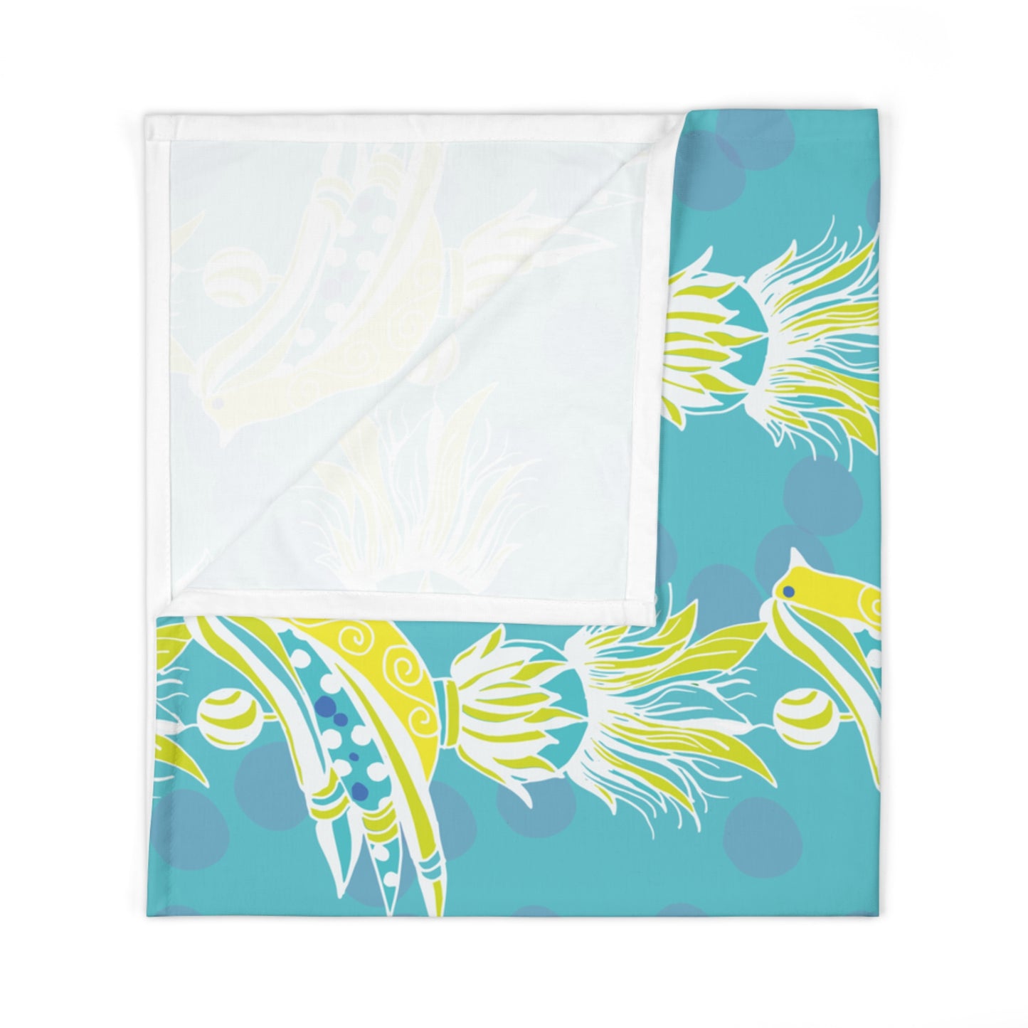 Swaddle Blanket - Blue and Turquoise Tassel Bird Baby Blanket