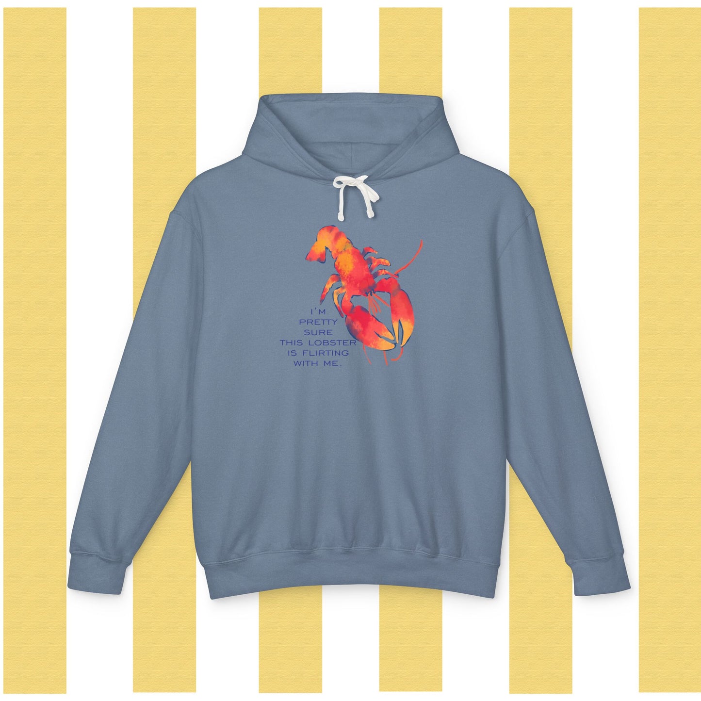 IS THIS LOBSTER FLIRTING WITH ME? Lobster Love Hoodie - Fun Unisex Lightweight Hooded Sweatshirt for Seafood Lovers, Casual Wear, Summer Vibes, Beach Outings, Gift Idea