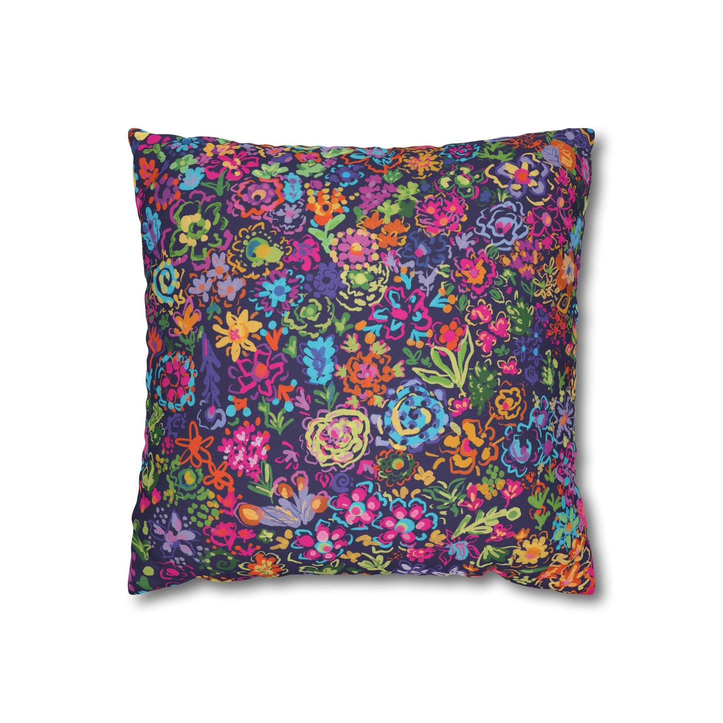 Colorful Wildflower Floral Throw Pillowcase Boho Design featuring artwork by Ally Hunt