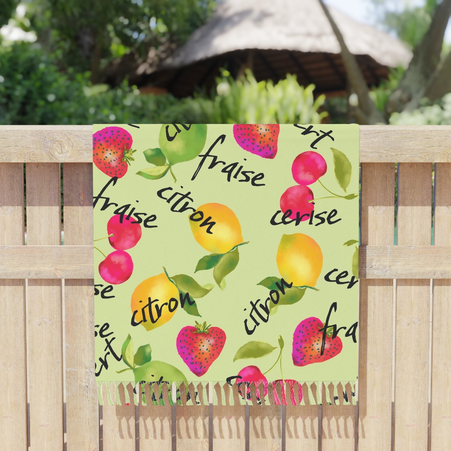 Boho Beach Towel - Vintage French Fruit Print