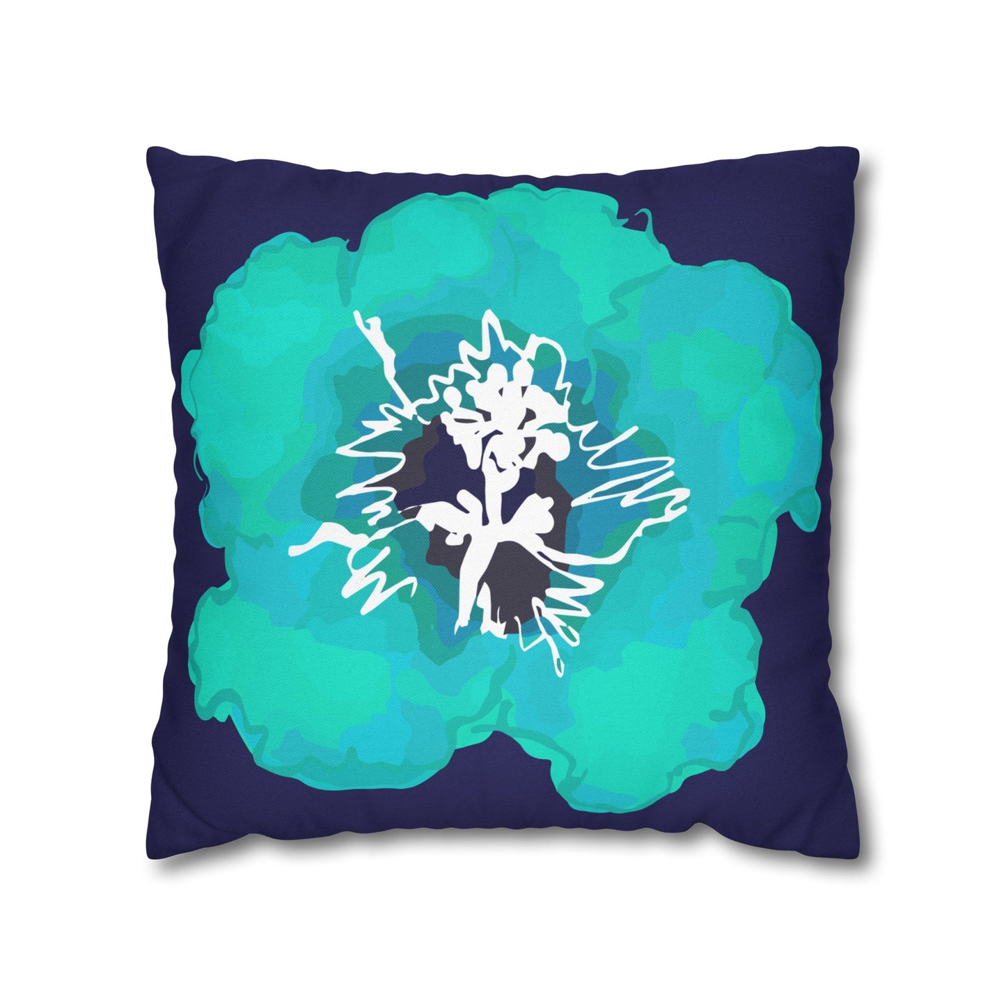 Deep Blue Azalea Floral Decorative Pillowcase, Art Decor, Home Accent, Living Room, Gift for Flower Lovers, Flower Design Cushion Cover