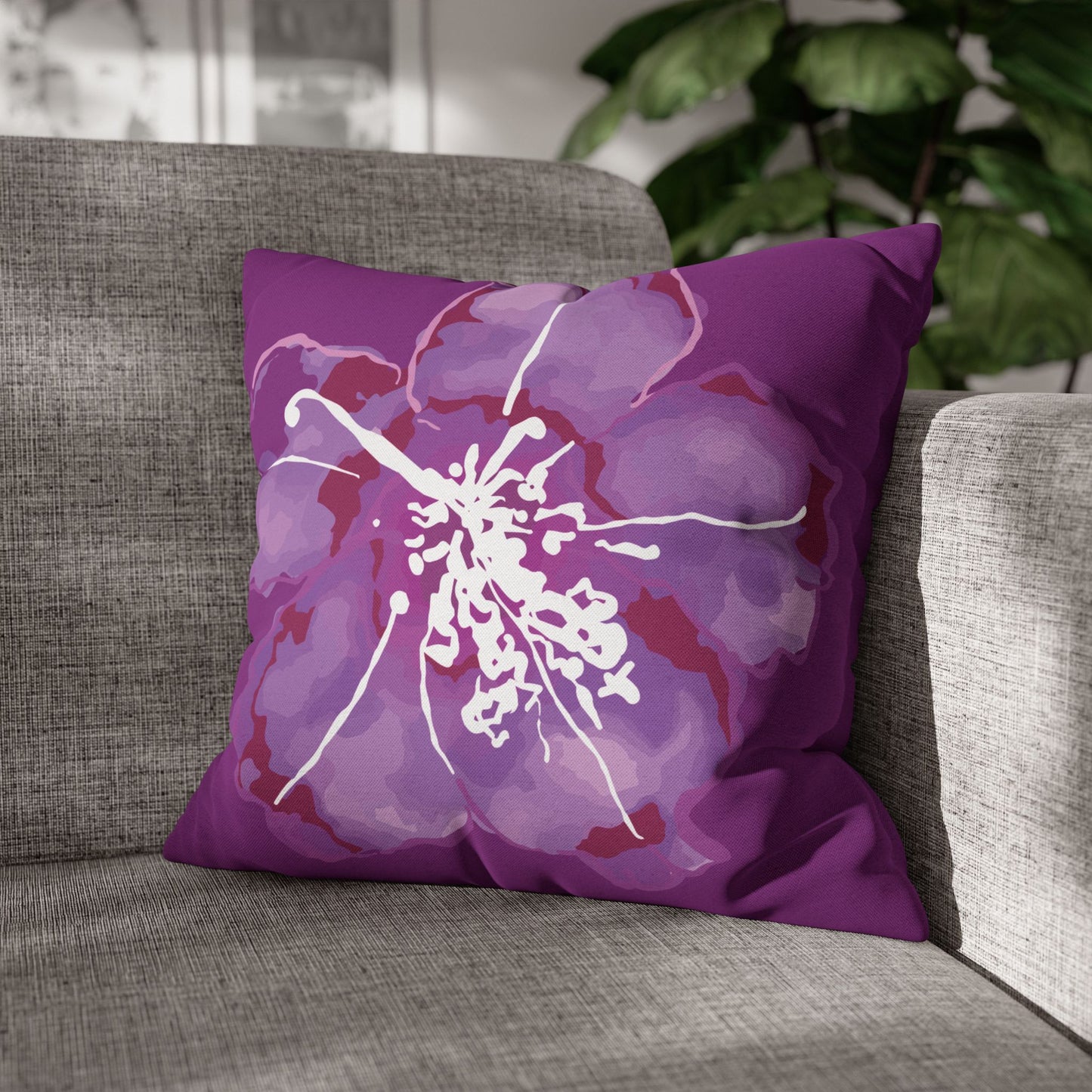 Azalea Bloom Purple Floral Pillowcase, Floral Home Decor, Modern Accent Pillow, Gift for Her, Boho Style Cushion Cover