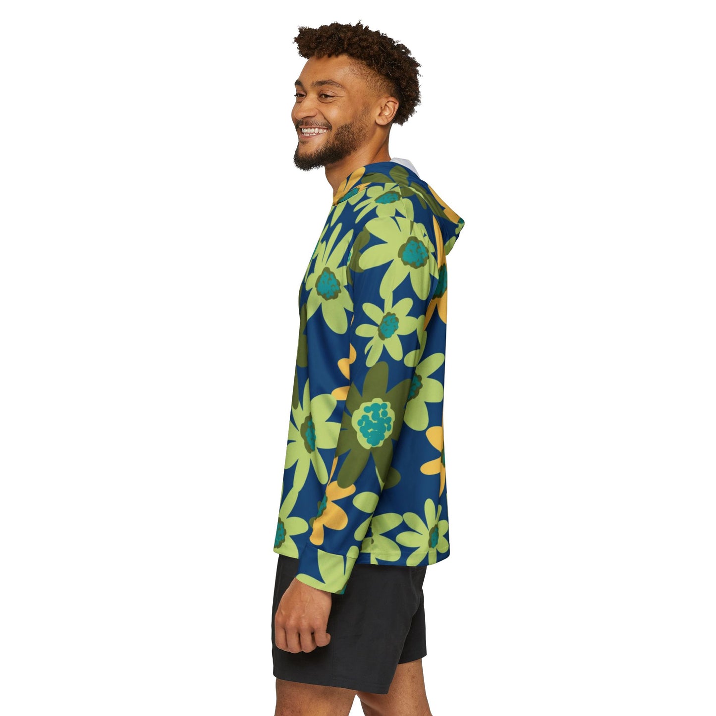 Uni Sex Floral Warmup Hoodie, SPF 50, Athletic Hooded Sweatshirt, Casual Springwear, Workout Gear, Outdoor Layer, Gift for Him or Her