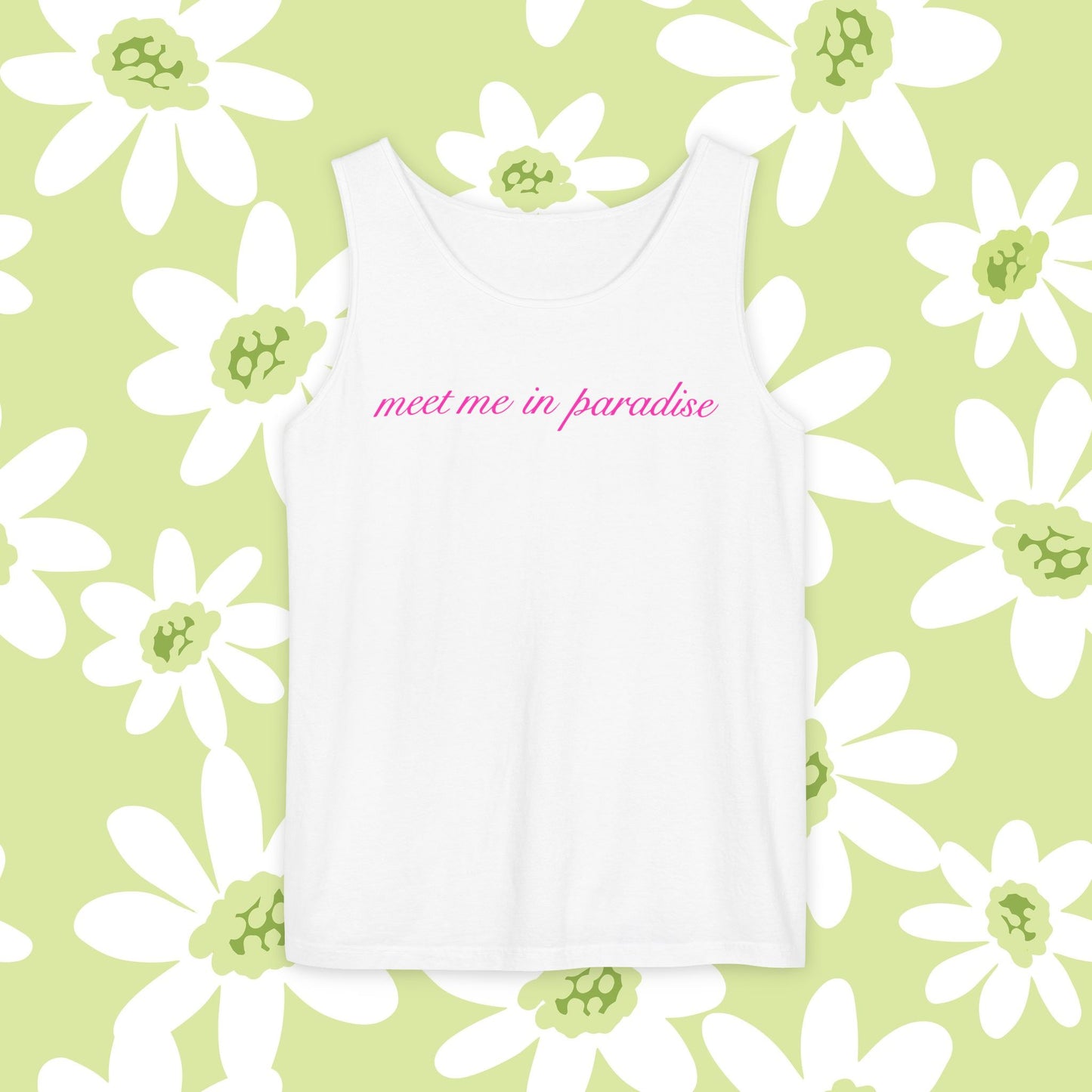 Paradise Script Tank Top — "meet me in paradise" Casual Beach Tank