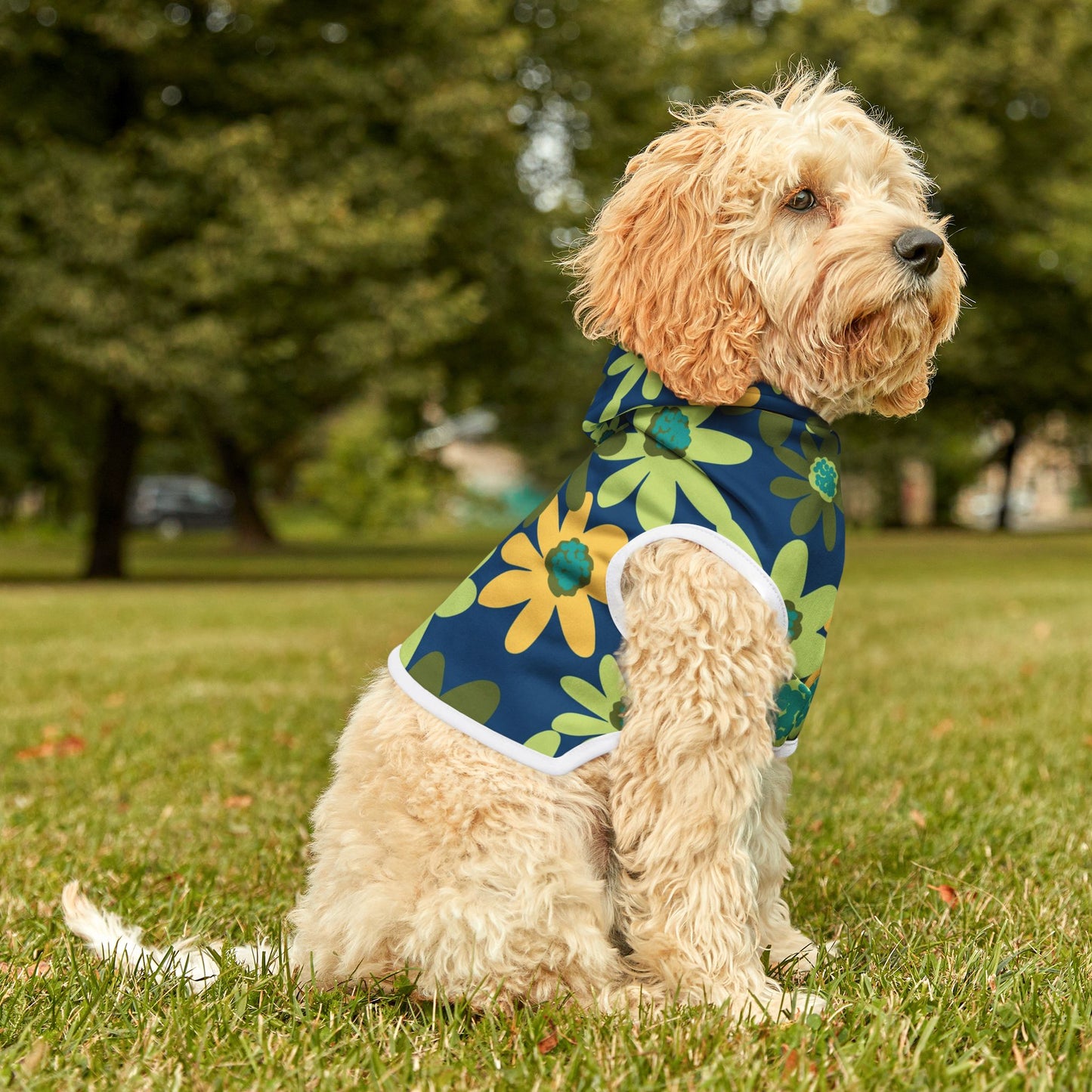 Daisy Floral Pet Hoodie for Stylish Dogs, Cozy Pet Apparel for Spring, Pet Fashion, Cute Dog Outfit, Dog Clothes, Gift for Pet Lovers