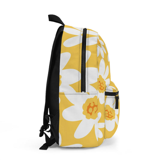 Sunny Daisy Backpack, Floral School Bag, Yellow Backpack for Girls, Summer Travel Bag, Gift for Hikers, Eco-Friendly Tote