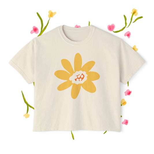 Sunny Floral Women's Boxy Tee - Casual Comfort for Every Occasion