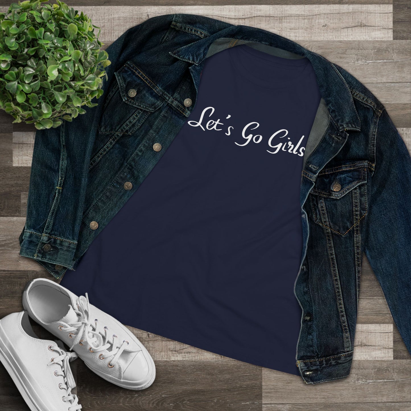 Let’s Go Girls Women’s Cotton Tee — Feminine Script Motivational Shirt for Girls’ Nights & Gifts