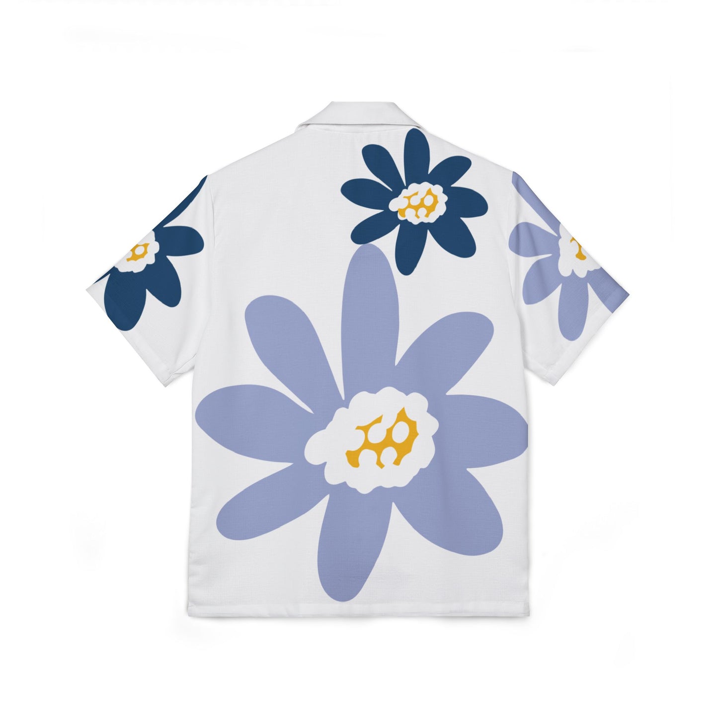Men's or Woman's Blue Daisy Floral Hawaiian Shirt, Tropical Vacation Wear, Beach Party Attire, Summer Chill Outfit, Luau Celebration Shirt