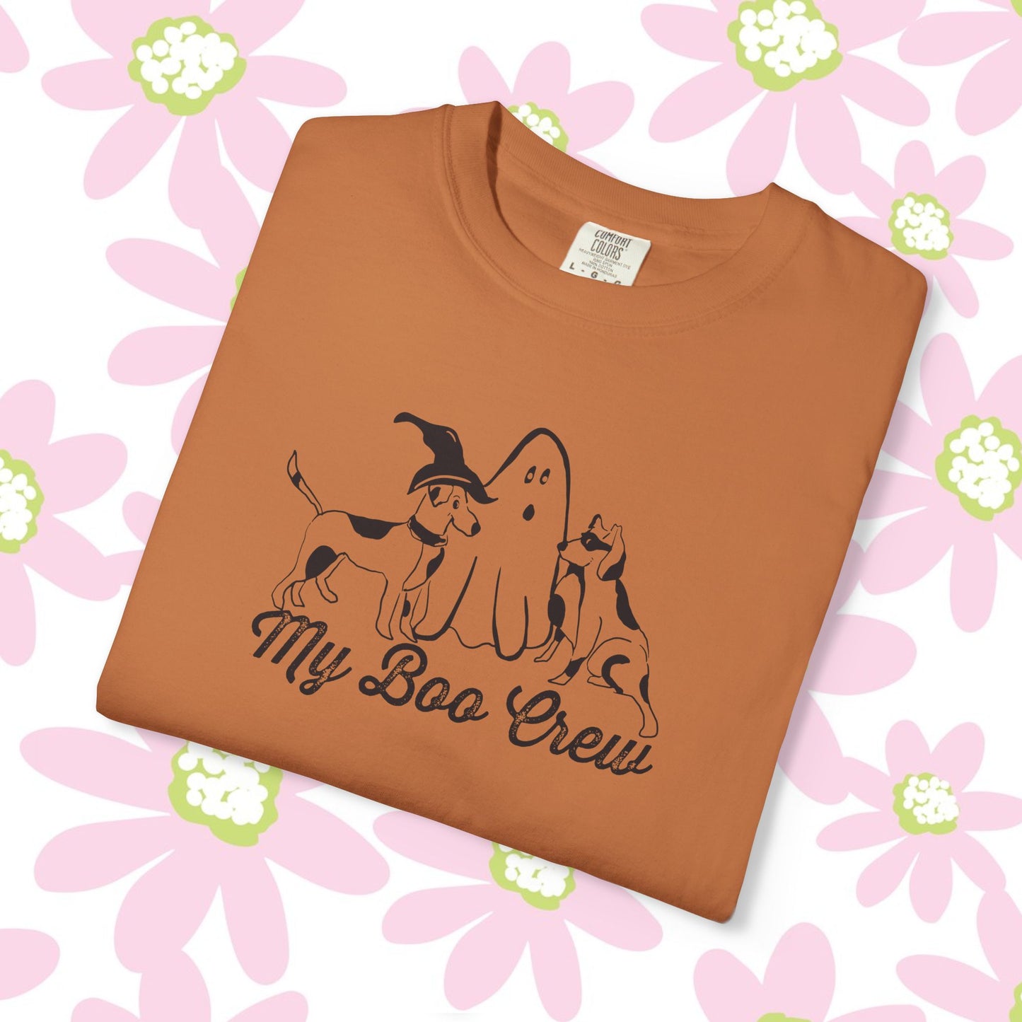 My Boo Crew Halloween T-Shirt, Cute Dog Ghost Tee, Unisex Garment-Dyed Shirt, Pet Lovers Gift, Autumn Apparel, Fun Halloween Outfit