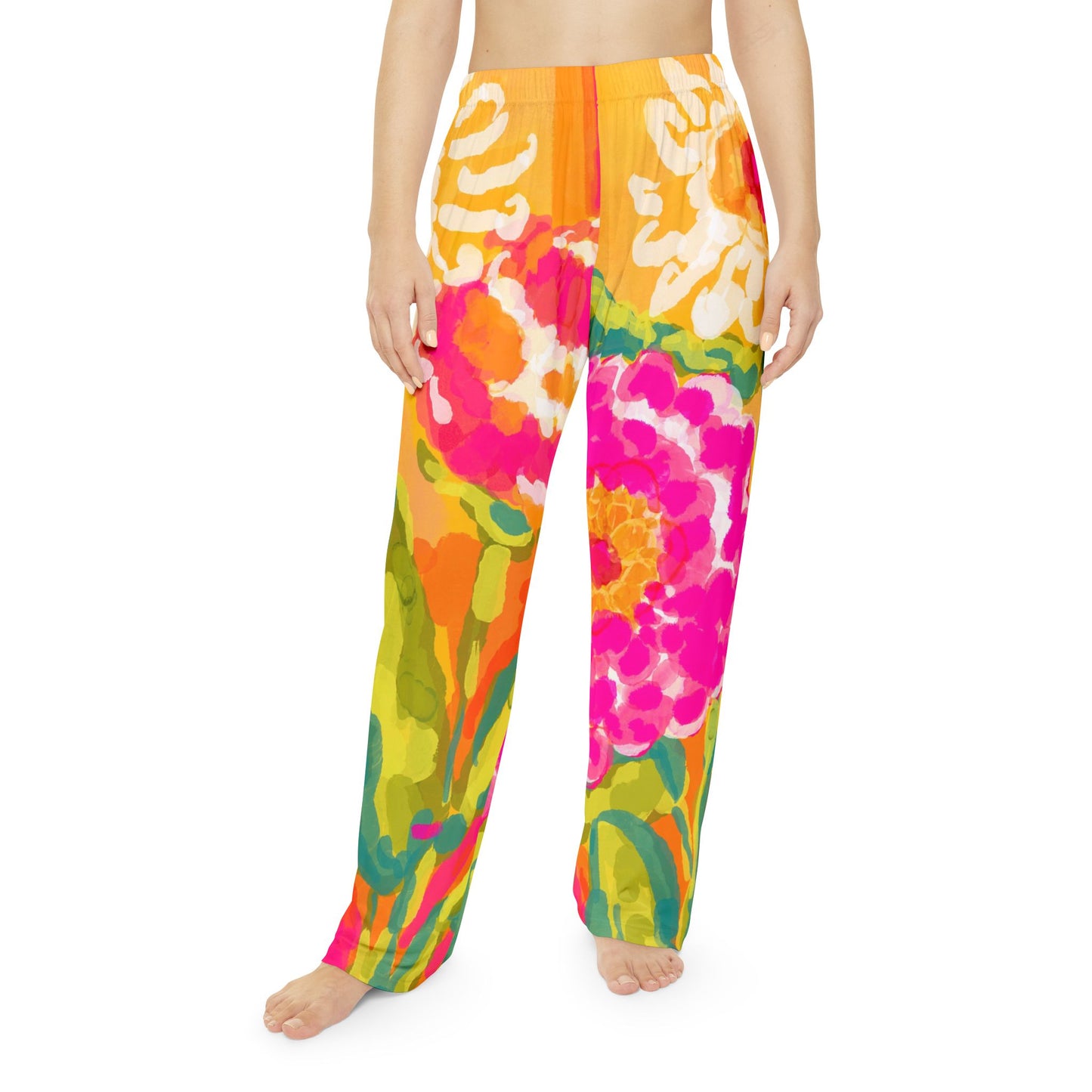 Floral Lounge Pajama Pants — Vibrant Watercolor Floral Print