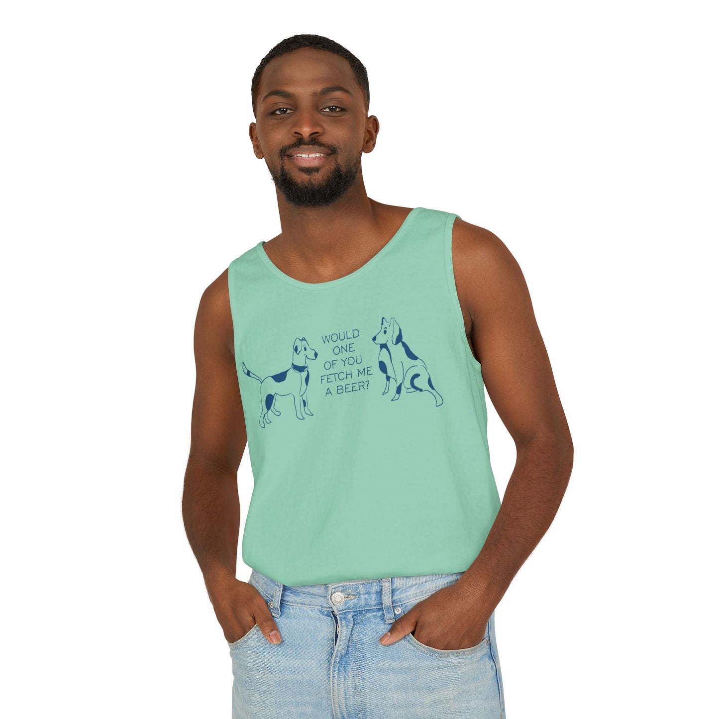 FETCH ME A BEER!  Playful Dog-Themed Tank Top, Funny Pet Lover Apparel, Gift for Dog Owners, Summer Casual Wear, Cute Animal Graphic Tee