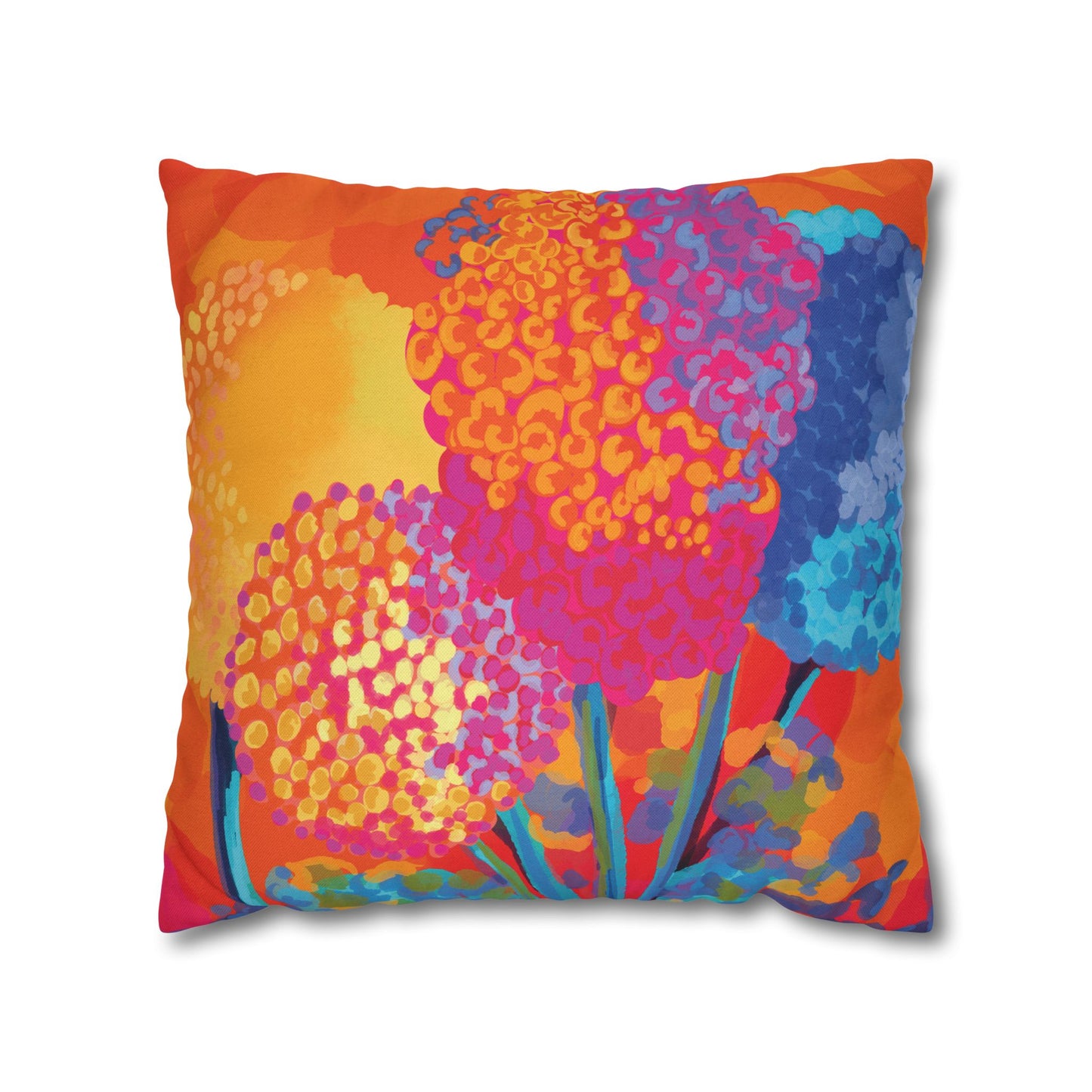 Vibrant Floral Pillowcase for Cozy Spaces with artwork by Ally Hunt, Retro vibe, Boho, Whimsical
