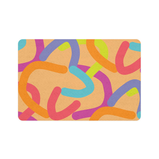 Colorful Pet Food Mat | Fun Dog & Cat Feeding Station Accessory, Non-Slip Dog Mat, Pet Feeding Mat, Kitchen Décor, Dog Bowl Tray
