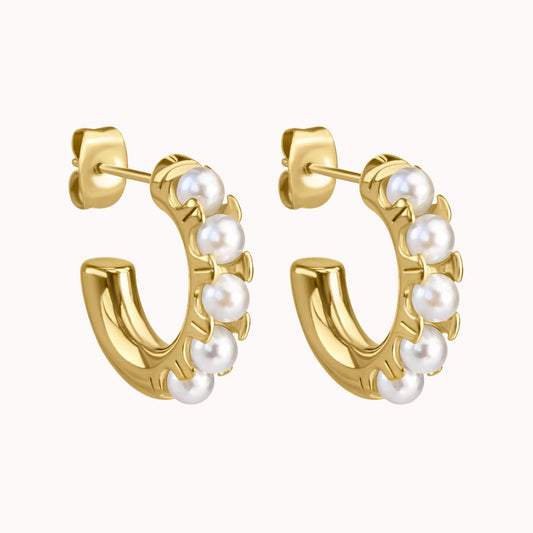 Gracie Pearl Hoop Earrings