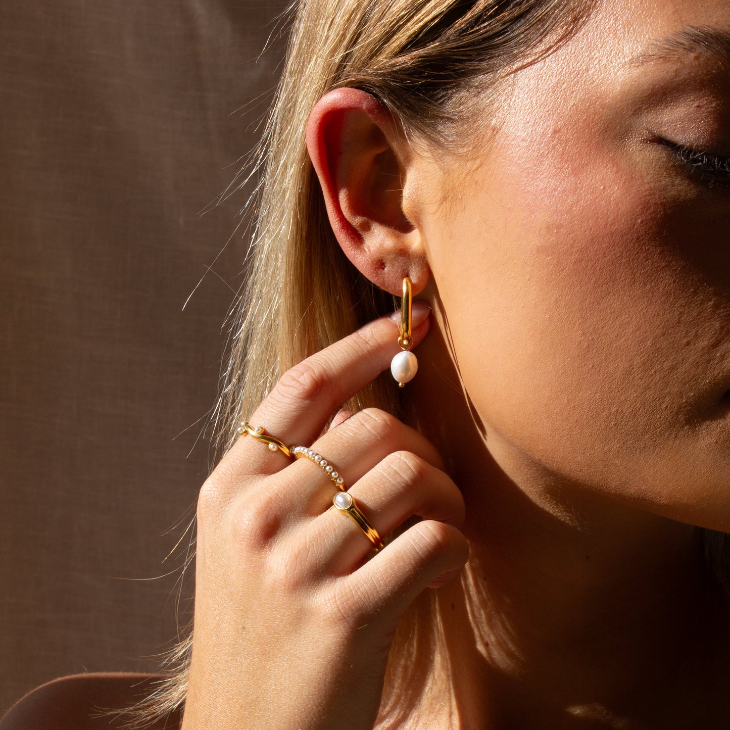 Vesta Pearl Hoop Earrings