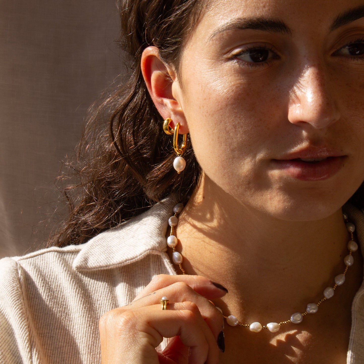 Vesta Pearl Hoop Earrings