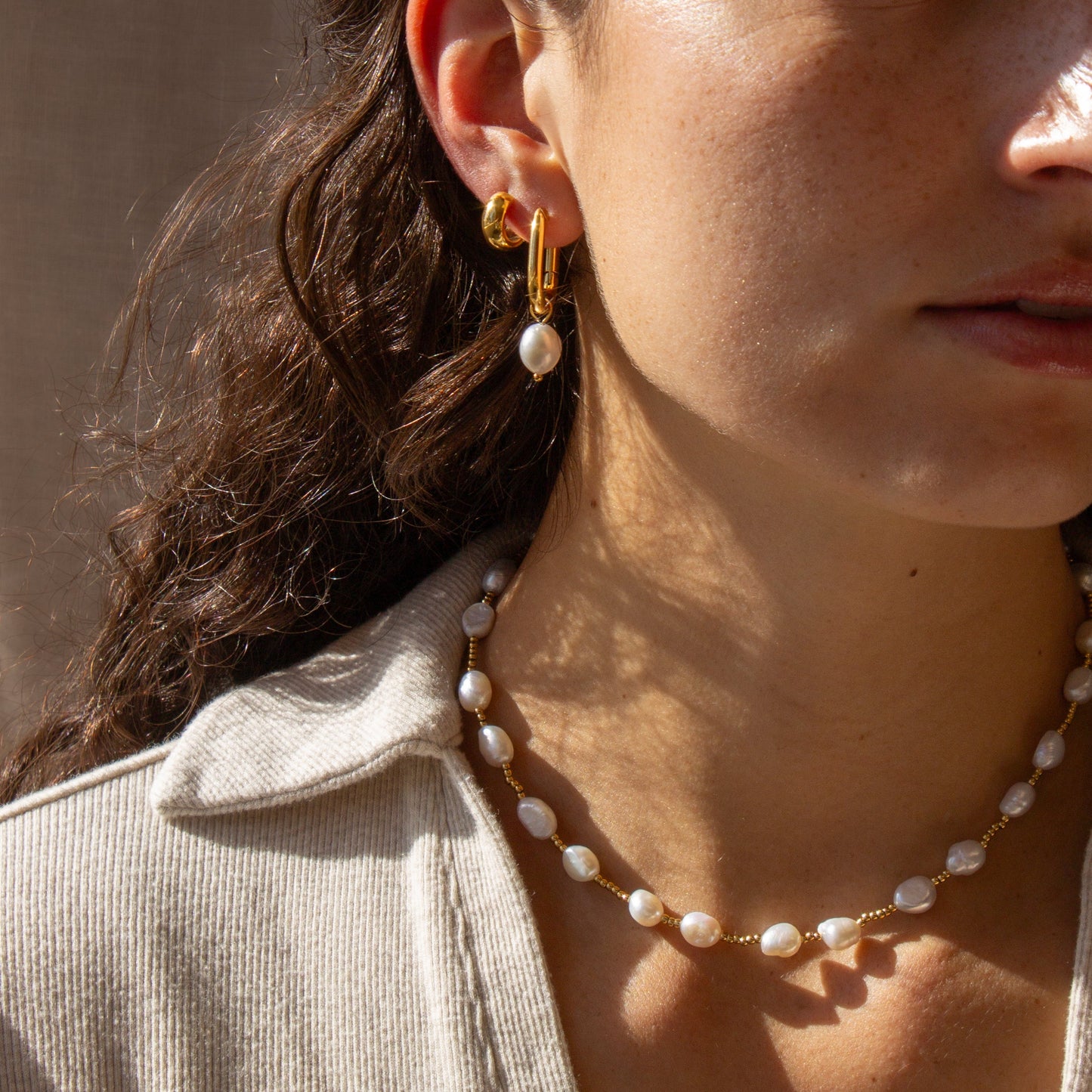 Vesta Pearl Hoop Earrings