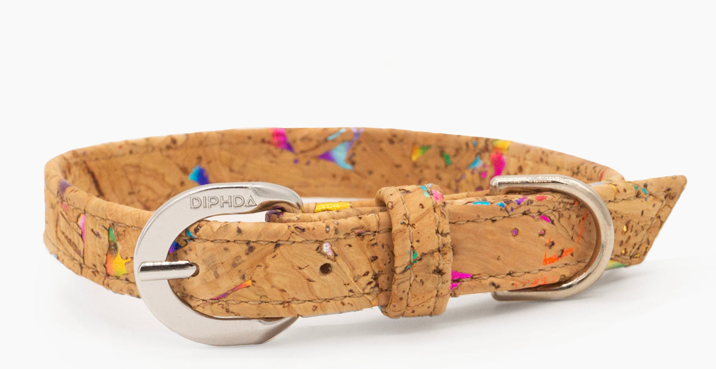 Rainbow Pride Cork Leather Collar
