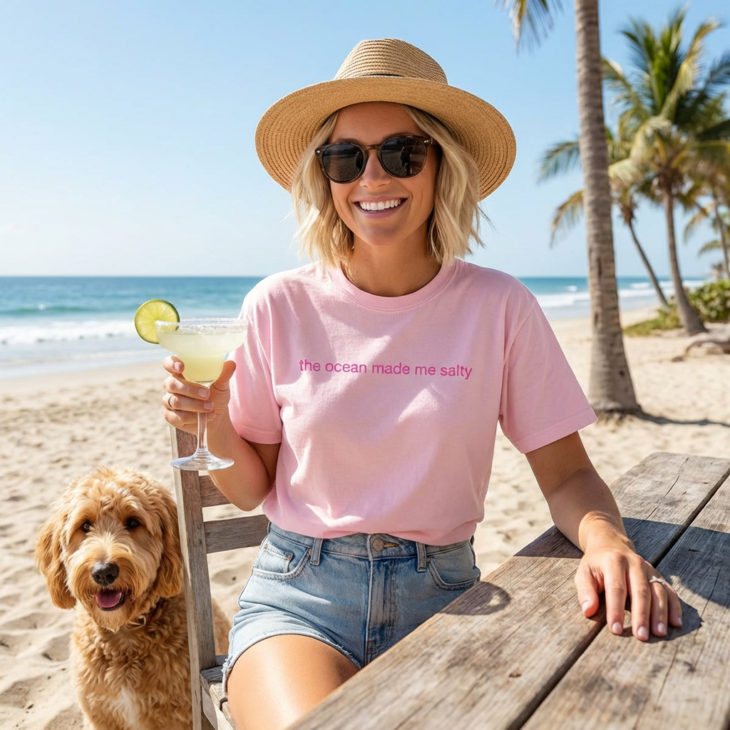 Ocean Made Me Salty T-Shirt (and the margarita)!